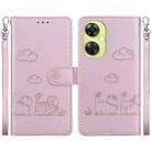 For OnePlus Nord CE 3 Lite Cute Cats RFID Leather Phone Case(Rose Gold) - 1