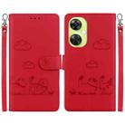 For OnePlus Nord CE 3 Lite Cute Cats RFID Leather Phone Case(Red) - 1