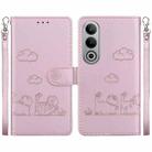 For OnePlus Nord CE4 5G Cute Cats RFID Leather Phone Case(Rose Gold) - 1