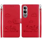 For OnePlus Nord CE4 5G Cute Cats RFID Leather Phone Case(Red) - 1