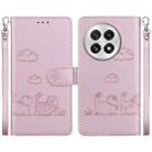 For OnePlus 13 Cute Cats RFID Leather Phone Case(Rose Gold) - 1