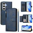 For Samsung Galaxy S24 FE 5G Multi-Card Slots Zipper Wallet Leather Phone Case(Blue) - 1