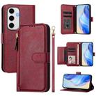 For Samsung Galaxy S24 FE 5G Multi-Card Slots Zipper Wallet Leather Phone Case(Dark Red) - 1