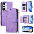 For Samsung Galaxy S24 FE 5G Multi-Card Slots Zipper Wallet Leather Phone Case(Purple) - 1