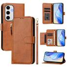 For Samsung Galaxy S24 FE 5G Multi-Card Slots Zipper Wallet Leather Phone Case(Brown) - 1