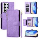 For Samsung Galaxy S24 Ultra 5G Multi-Card Slots Zipper Wallet Leather Phone Case(Purple) - 1