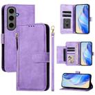 For Samsung Galaxy S24+ 5G Multi-Card Slots Zipper Wallet Leather Phone Case(Purple) - 1