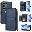 For Samsung Galaxy S23 Ultra 5G Multi-Card Slots Zipper Wallet Leather Phone Case(Blue) - 1