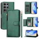 For Samsung Galaxy S23 Ultra 5G Multi-Card Slots Zipper Wallet Leather Phone Case(Green) - 1