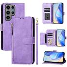 For Samsung Galaxy S23 Ultra 5G Multi-Card Slots Zipper Wallet Leather Phone Case(Purple) - 1