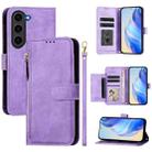 For Samsung Galaxy S23+ 5G Multi-Card Slots Zipper Wallet Leather Phone Case(Purple) - 1