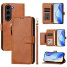 For Samsung Galaxy S23+ 5G Multi-Card Slots Zipper Wallet Leather Phone Case(Brown) - 1