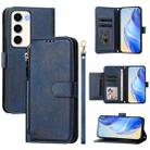 For Samsung Galaxy S23 5G Multi-Card Slots Zipper Wallet Leather Phone Case(Blue) - 1