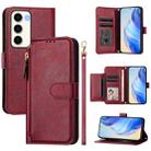 For Samsung Galaxy S23 5G Multi-Card Slots Zipper Wallet Leather Phone Case(Dark Red) - 1