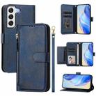 For Samsung Galaxy S22 5G Multi-Card Slots Zipper Wallet Leather Phone Case(Blue) - 1