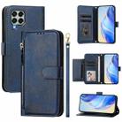 For Samsung Galaxy M33 5G Multi-Card Slots Zipper Wallet Leather Phone Case(Blue) - 1