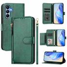 For Samsung Galaxy A15 5G / 4G Multi-Card Slots Zipper Wallet Leather Phone Case(Green) - 1