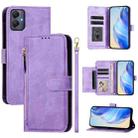 For Samsung Galaxy A05 4G Global Multi-Card Slots Zipper Wallet Leather Phone Case(Purple) - 1