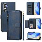For Samsung Galaxy A14 5G / 4G Multi-Card Slots Zipper Wallet Leather Phone Case(Blue) - 1