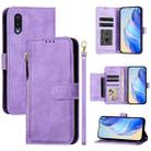 For Samsung Galaxy A02 / M02 Multi-Card Slots Zipper Wallet Leather Phone Case(Purple) - 1