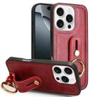 For iPhone 16 Pro Max Wristband Leather Back Phone Case(Red) - 1