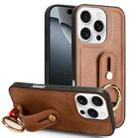 For iPhone 16 Pro Wristband Leather Back Phone Case(Brown) - 1