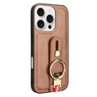 For iPhone 16 Pro Wristband Leather Back Phone Case(Brown) - 2