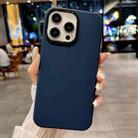 For iPhone 16 Pro Max Metal Liquid Silicone Skin Feel Phone Case(Dark Blue) - 1