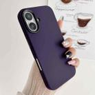 For iPhone 16 Metal Liquid Silicone Skin Feel Phone Case(Dark Purple) - 1