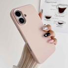 For iPhone 16 Metal Liquid Silicone Skin Feel Phone Case(Pink) - 1