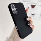 For iPhone 16 Metal Liquid Silicone Skin Feel Phone Case(Black) - 1