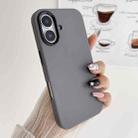 For iPhone 16 Metal Liquid Silicone Skin Feel Phone Case(Grey) - 1
