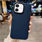 For iPhone 12 Metal Liquid Silicone Skin Feel Phone Case(Dark Blue) - 1