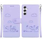 For Samsung Galaxy S24 5G Cute Cats RFID Leather Phone Case(Purple) - 1