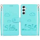 For Samsung Galaxy S24+ 5G Cute Cats RFID Leather Phone Case(Green) - 1