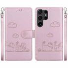 For Samsung Galaxy S24 Ultra 5G Cute Cats RFID Leather Phone Case(Rose Gold) - 1