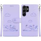 For Samsung Galaxy S24 Ultra 5G Cute Cats RFID Leather Phone Case(Purple) - 1