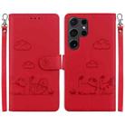 For Samsung Galaxy S24 Ultra 5G Cute Cats RFID Leather Phone Case(Red) - 1