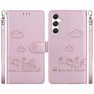 For Samsung Galaxy S24 FE 5G Cute Cats RFID Leather Phone Case(Rose Gold) - 1