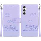 For Samsung Galaxy S24 FE 5G Cute Cats RFID Leather Phone Case(Purple) - 1