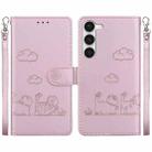 For Samsung Galaxy S23 5G Cute Cats RFID Leather Phone Case(Rose Gold) - 1