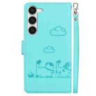 For Samsung Galaxy S23 5G Cute Cats RFID Leather Phone Case(Green) - 3