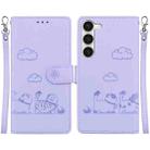 For Samsung Galaxy S23 5G Cute Cats RFID Leather Phone Case(Purple) - 1