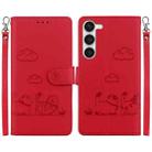 For Samsung Galaxy S23 5G Cute Cats RFID Leather Phone Case(Red) - 1