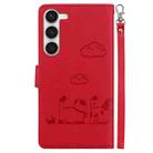 For Samsung Galaxy S23 5G Cute Cats RFID Leather Phone Case(Red) - 3