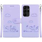 For Samsung Galaxy S23 Ultra 5G Cute Cats RFID Leather Phone Case(Purple) - 1