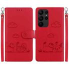 For Samsung Galaxy S23 Ultra 5G Cute Cats RFID Leather Phone Case(Red) - 1