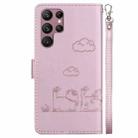 For Samsung Galaxy S22 Ultra 5G Cute Cats RFID Leather Phone Case(Rose Gold) - 3