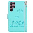 For Samsung Galaxy S22 Ultra 5G Cute Cats RFID Leather Phone Case(Green) - 3