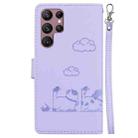 For Samsung Galaxy S22 Ultra 5G Cute Cats RFID Leather Phone Case(Purple) - 3